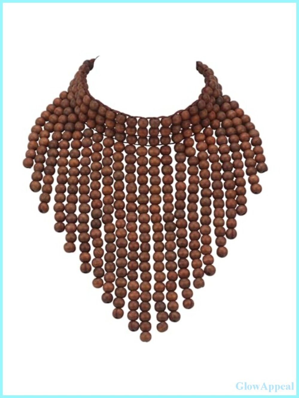 Boho Wooden Beaded Bib Statement Necklace Layered Cluster Chunky Collar Choker